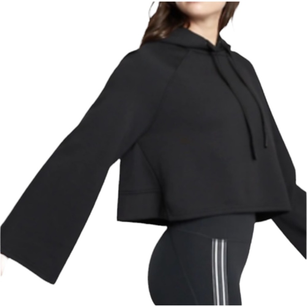 Athleta M Steady State Crop Sweatshirt Hoodie in black